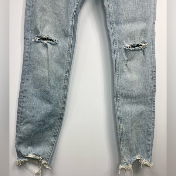 Zara Light Washed Mid Rise Distressed Raw Hem Stretch Skinny Jeans Size 6 - Picture 4 of 11